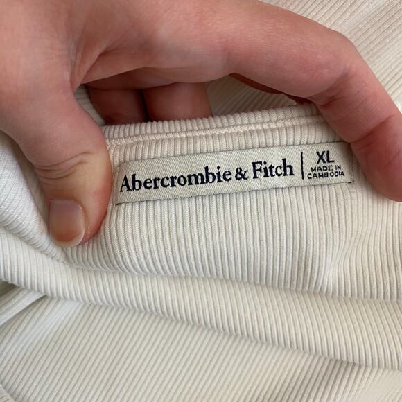 Abercrombie & Fitch Women’s White Ribbed Elastic Waist Maxi Skirt Size XL Boho - Picture 2 of 8